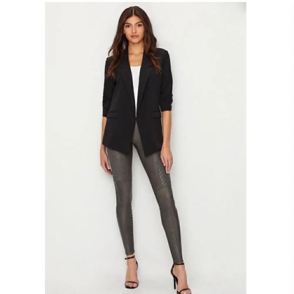 Spanx Faux Leather Moto Leggings Gunmetal S